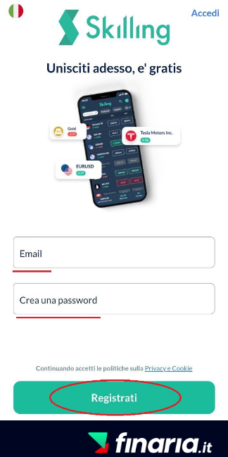 come registrare un conto su Skilling