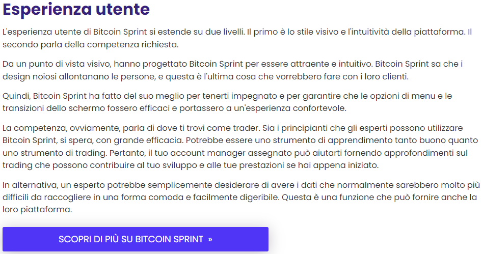 bitcoin sprint - esperienza