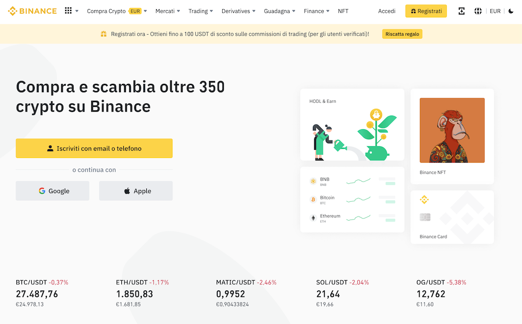 Binance è uno dei più popolari exchange bitcoin