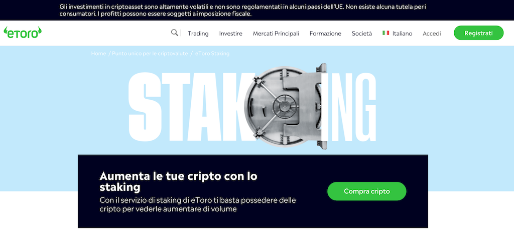 staking con eToro