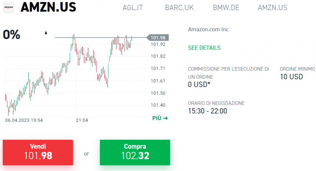 Trading Amazon con XTB: cerca il ticker AMZN