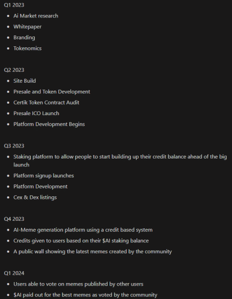 Roadmap di AiDoge