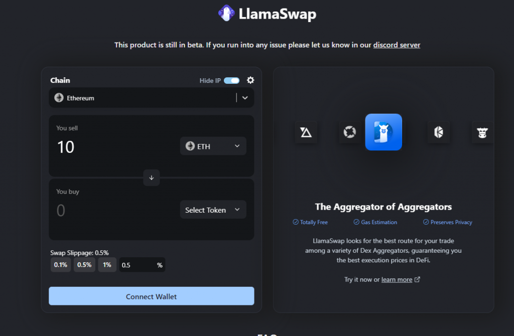 Llama Swap DEX online