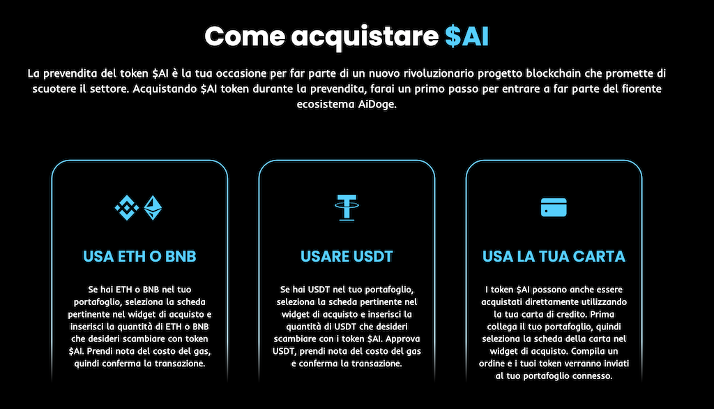 prevendita e acquisto di aidoge