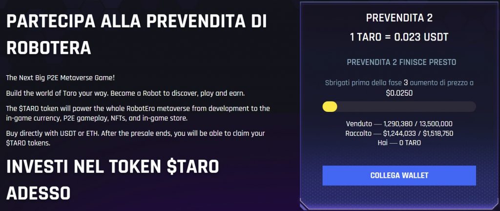 Nuove ICO - taro presale