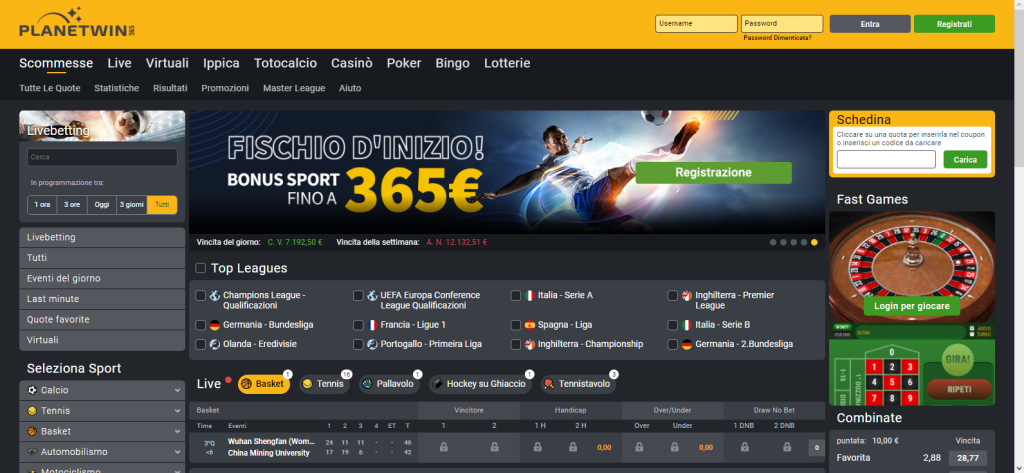 siti scommesse stranieri come PLanetWin365