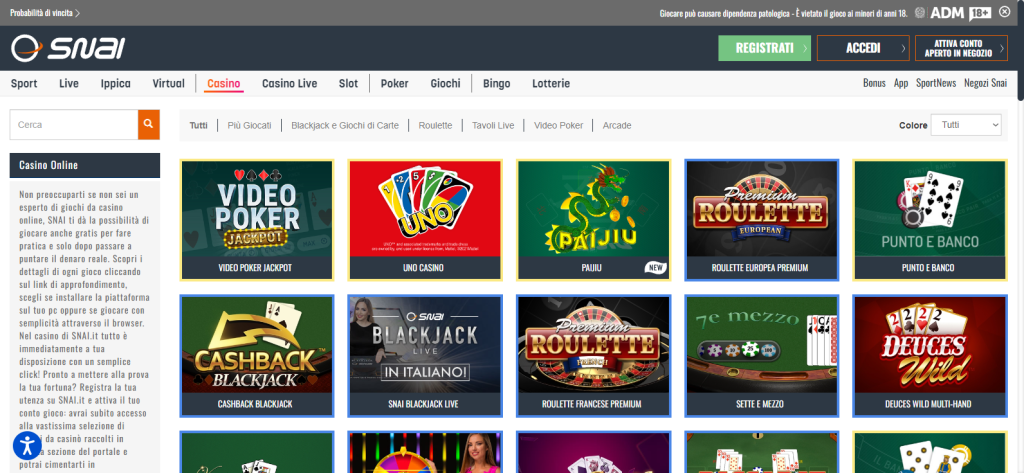 SNAI roulette casino online