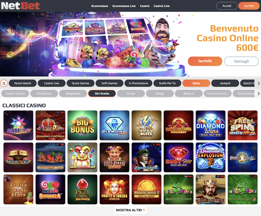casino senza registrazione nè documenti come NetBet