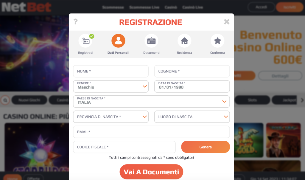 Netbet registrazione