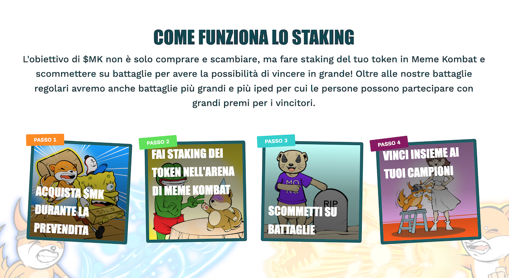 come funziona lo staking di Meme Kombat