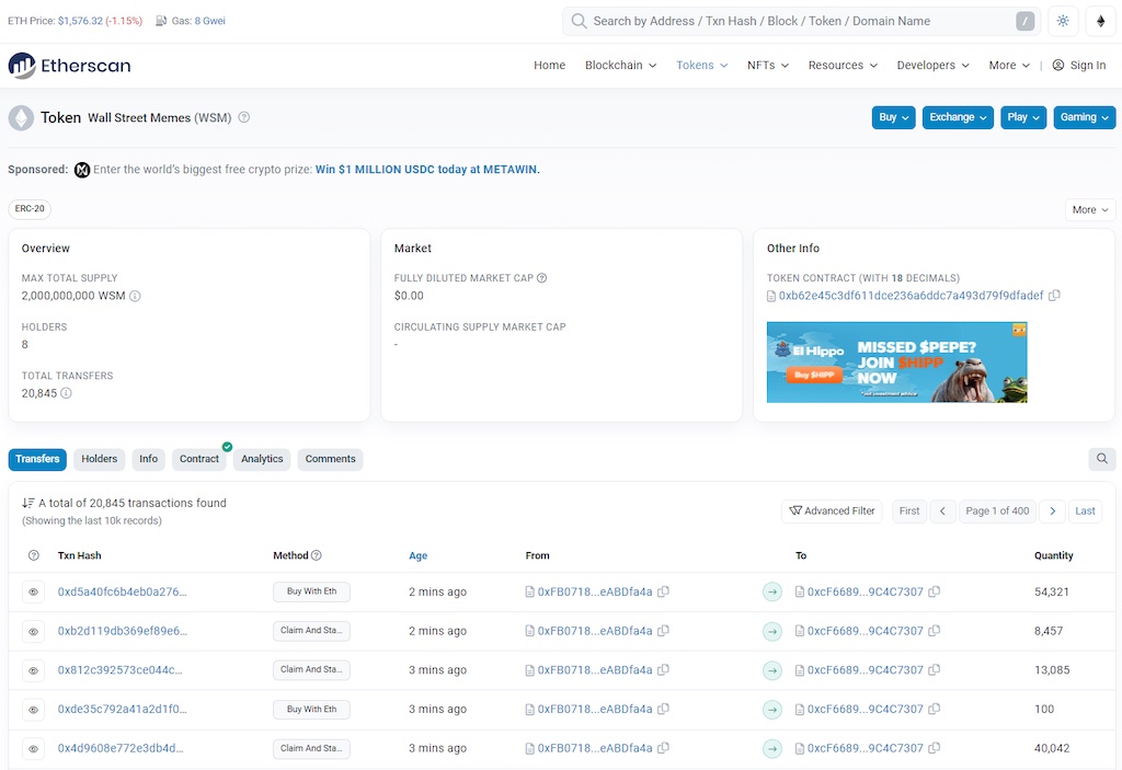 etherscan whale su WSM