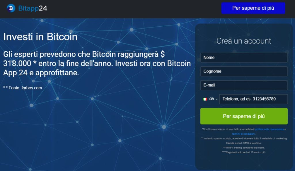 BitApp 24 - registrazione