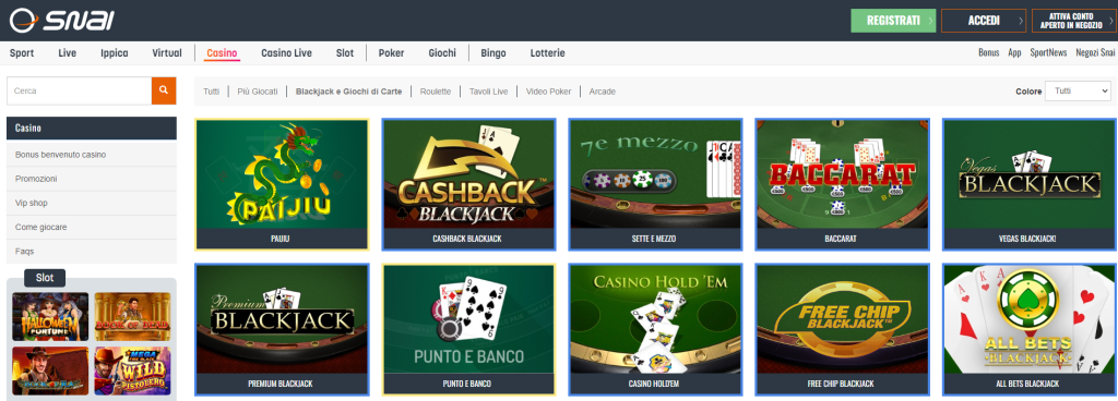 casino blackjack SNAI