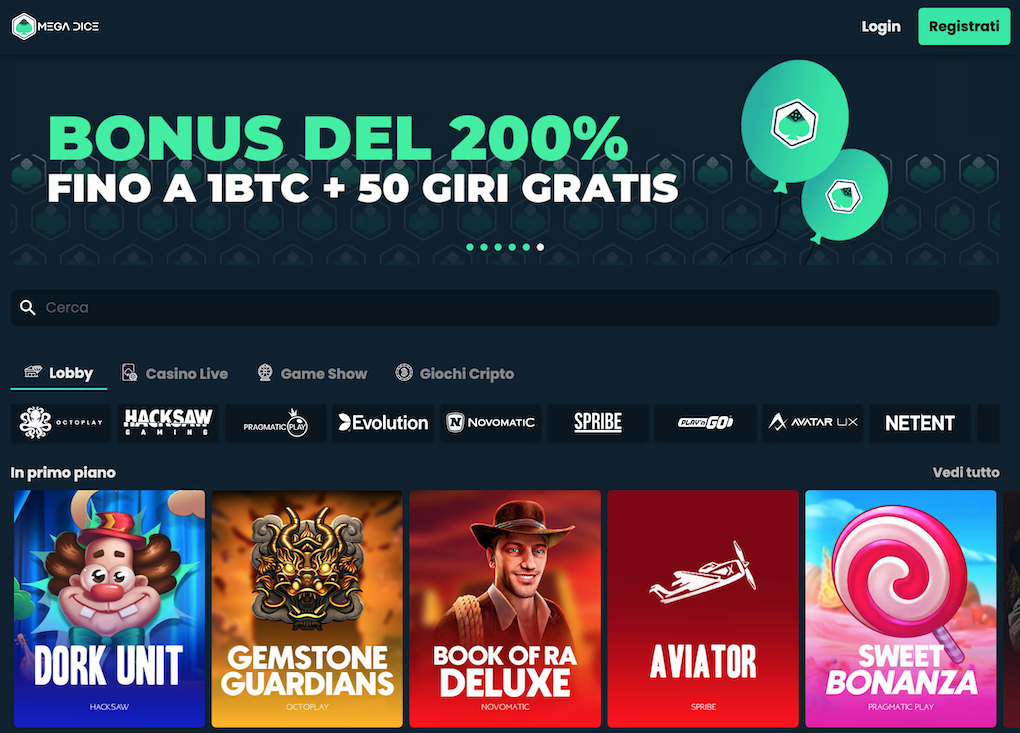 Mega Dice Homepage Bonus casino senza deposito immediato