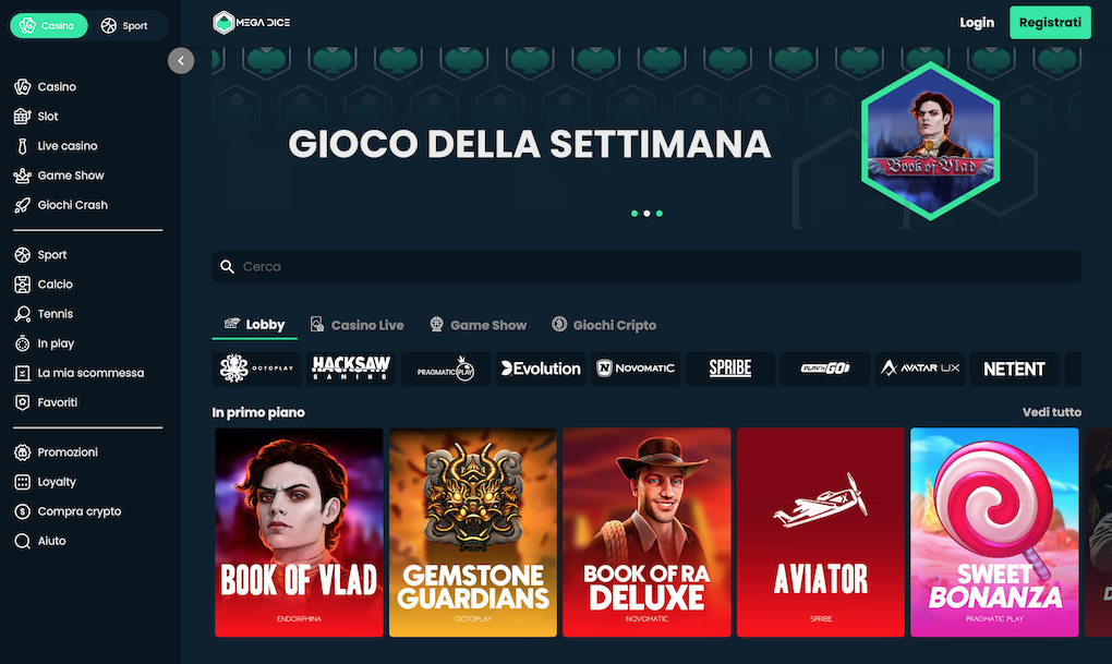 I giochi di MegaDice casinò