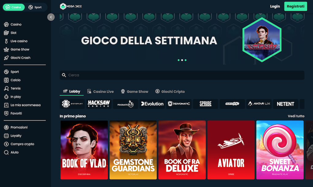 Mega dice è un nuovo casino online legale in italia