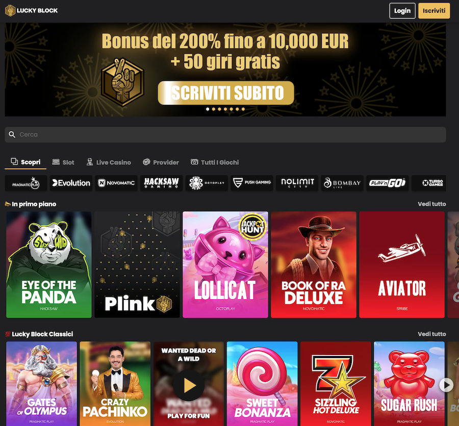 Lucky Block casino - bonus casino senza deposito