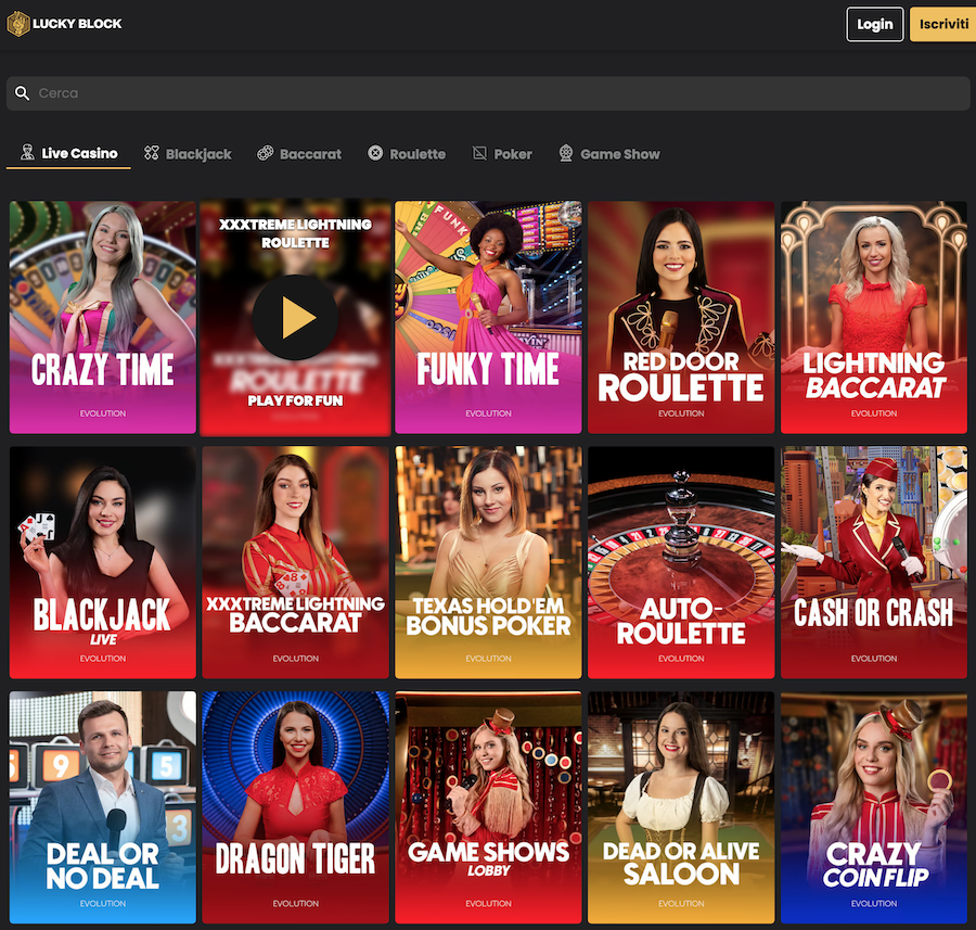 giochi da casino su Lucky Block