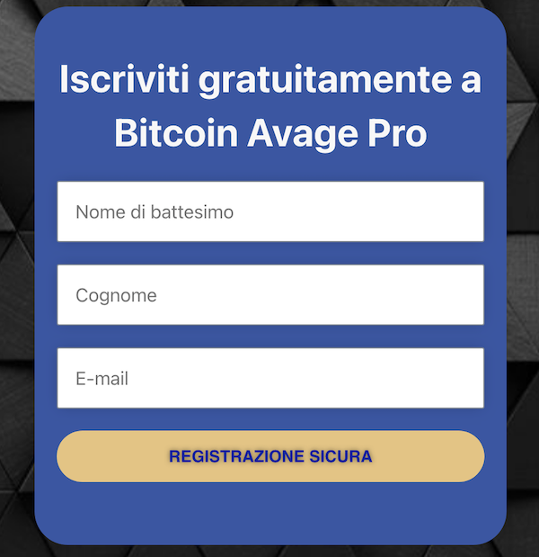 registrazione con Bitcoin Avage AI