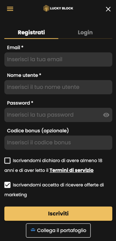 registrazione lucky block