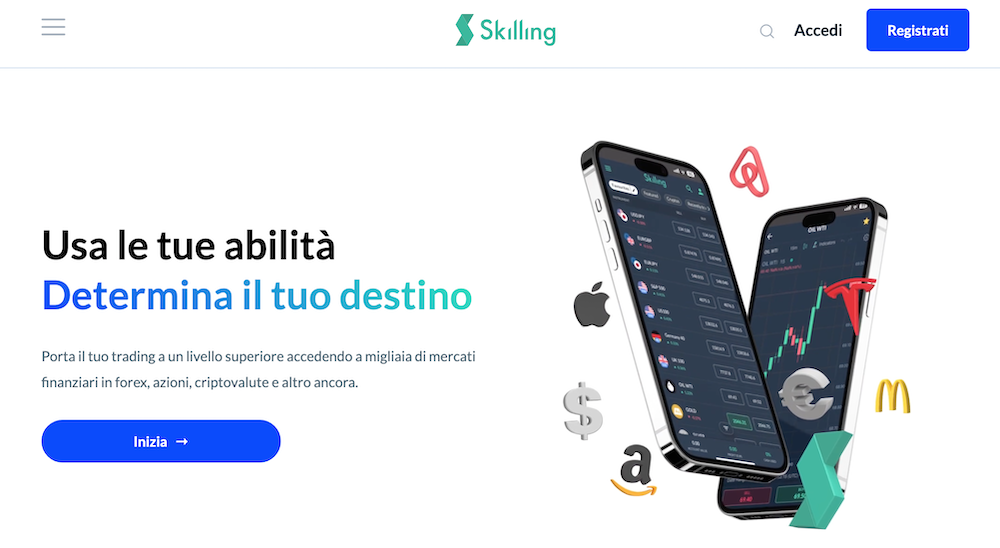 Homepage di Skilling broker