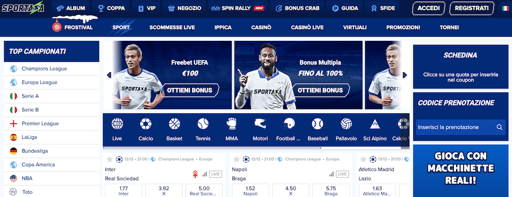 Sportaza tra i migliori siti scommesse online