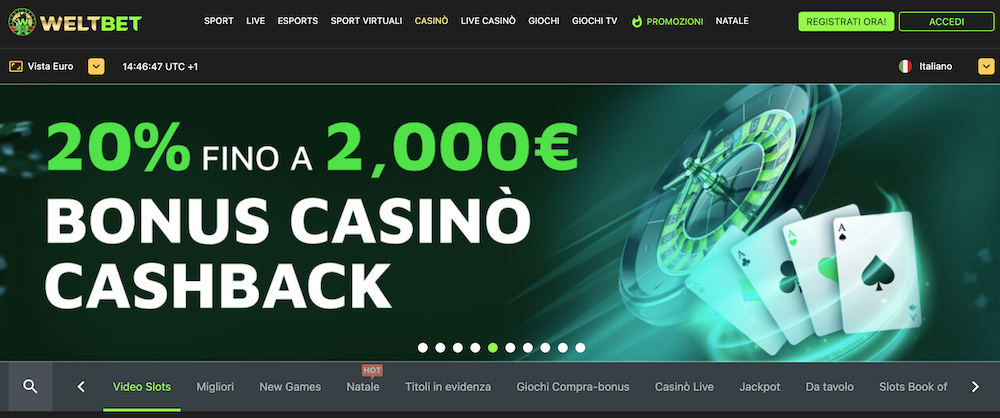 WeltBet casino homepage