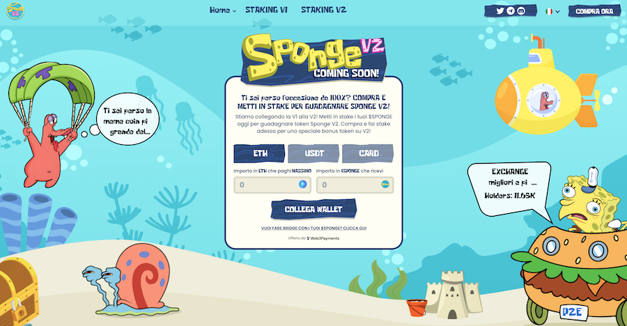 Sponge V2 homepage e presale