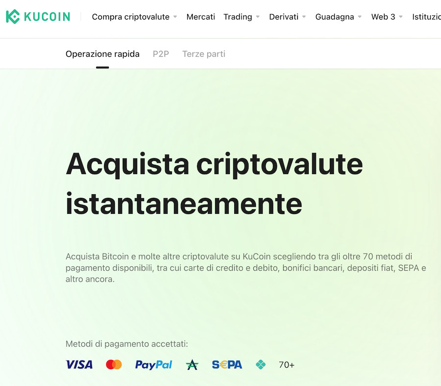 Kucoin come fuinzionalo scambio istantaneo