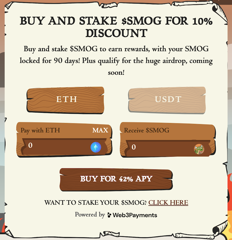 comprare SMOG con Ethereum