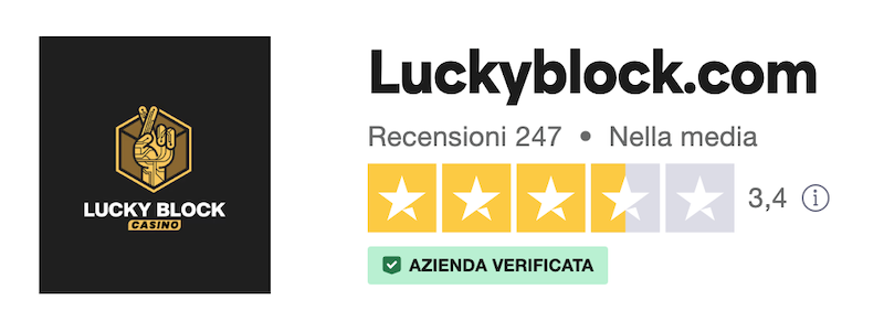 TrsutPilot sul crypto casino di Lucky Block