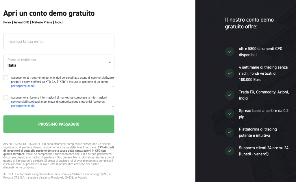 Conto demo XTB