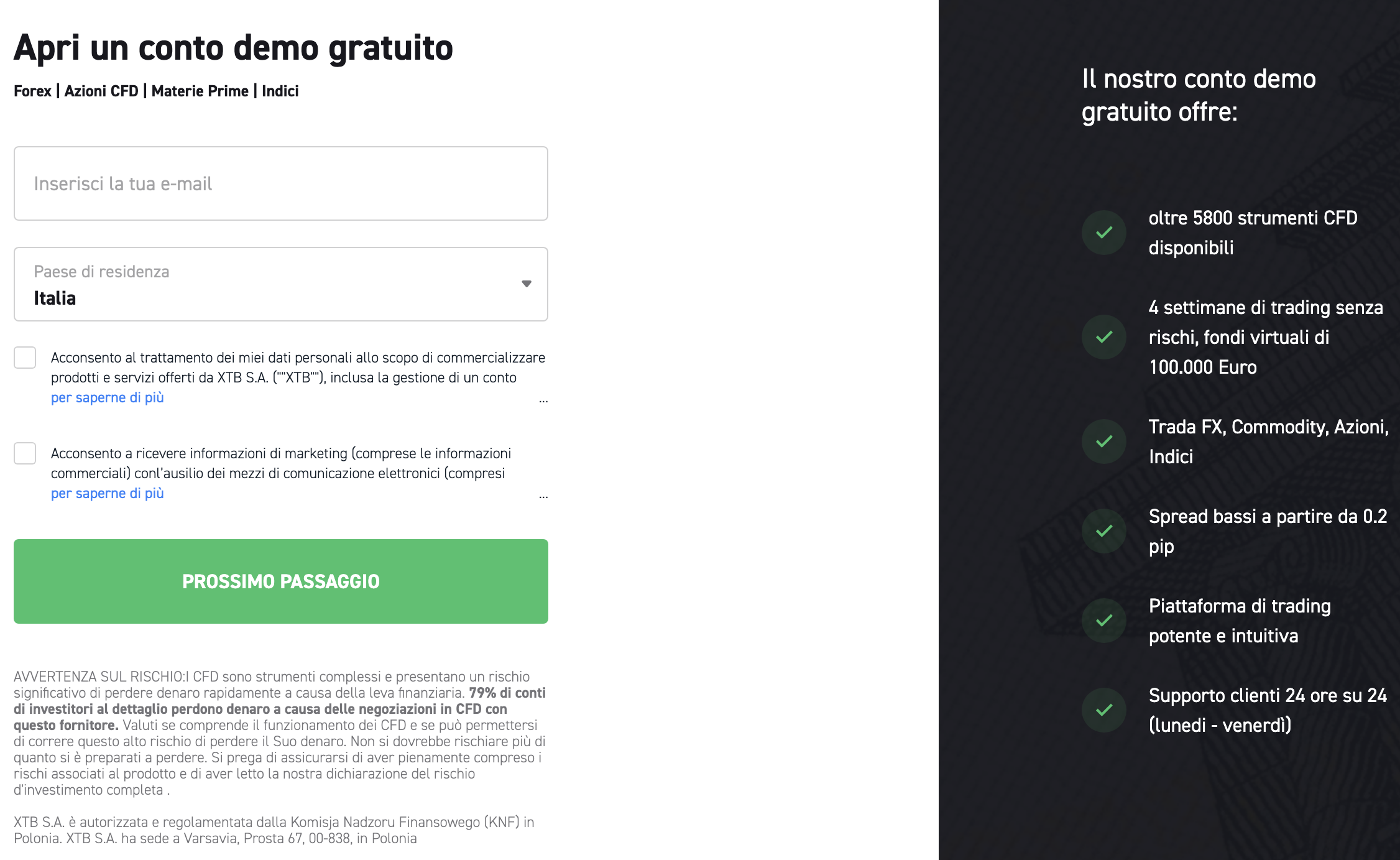 Conto demo XTB