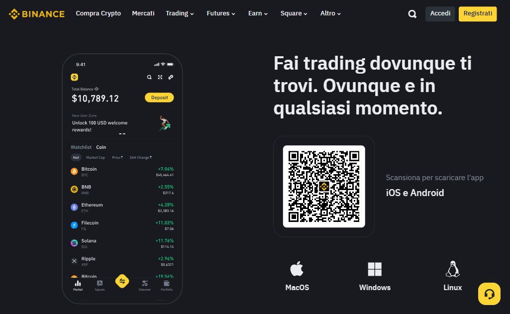 Binance - più di 600 crypto e modalità semplificata per i neofiti