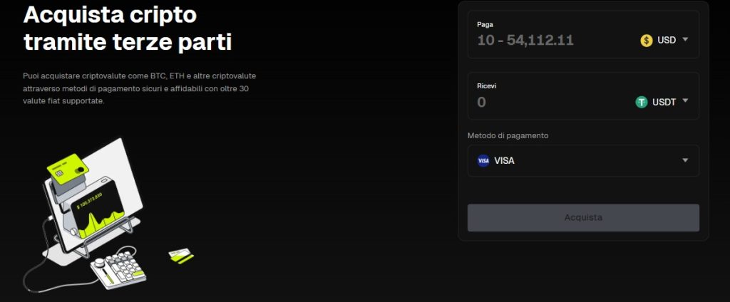 Acquista crypto terze parti su Bitunix