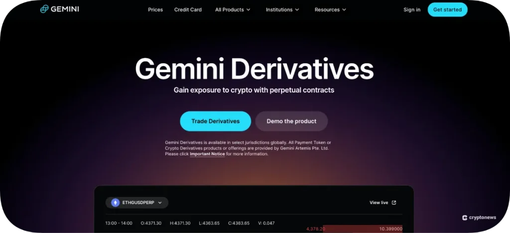 derivati disponibili su gemini