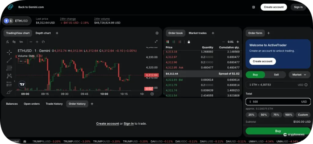 acquisto di crypto su gemini
