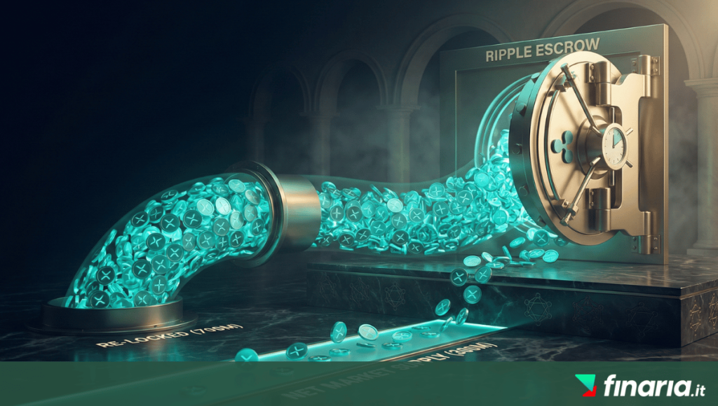 Illustrazione 3D di un grande vault dorato