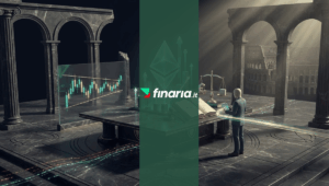 Illustrazione 3D con manichino, Ethereum ◇ glowing, bilancia e Colosseum tra colonne classiche.Ecco l'immagine hero per l'articolo su Marzo 2026, il mese dei regolatori e di Ethereum.